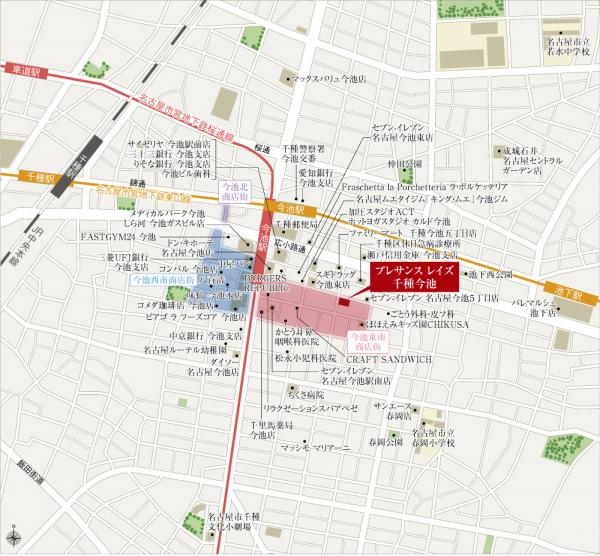 プレサンスレイズ千種今池　現地案内図